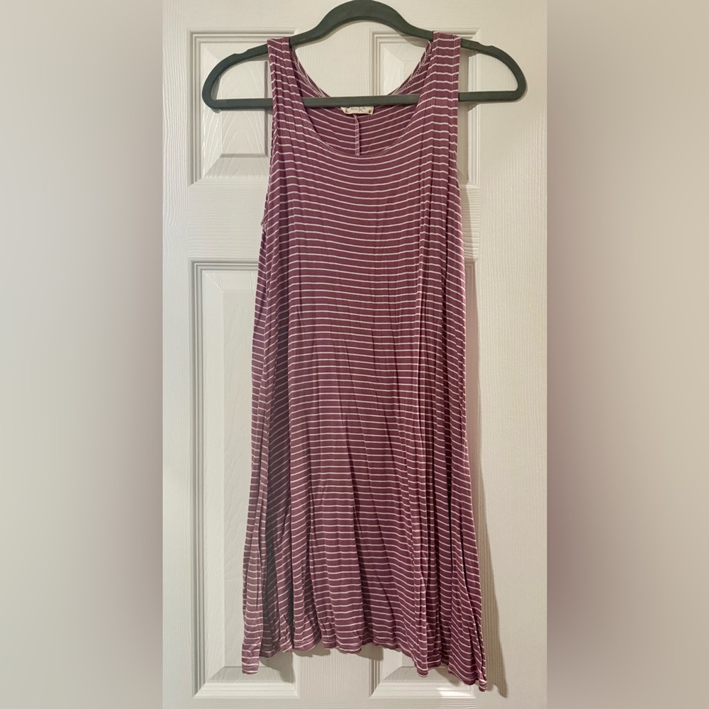 Striped Flowy Sleeveless Tunic Dress